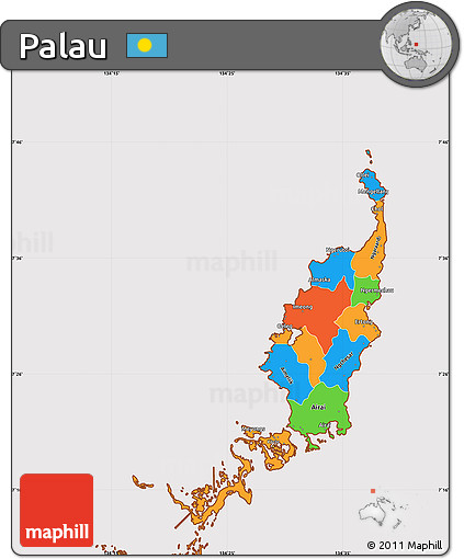 Political Simple Map of Palau, cropped outside