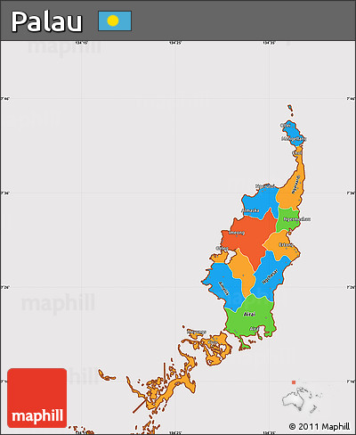 Political Simple Map of Palau, cropped outside