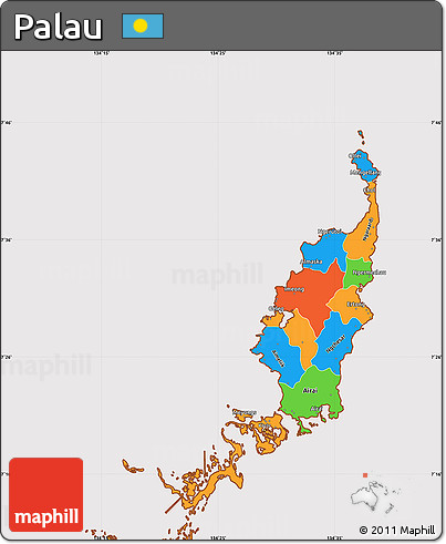 Political Simple Map of Palau, cropped outside