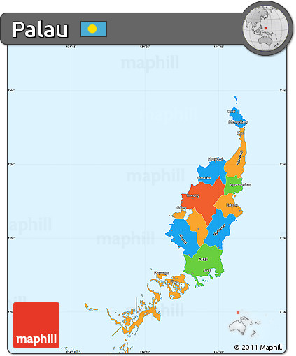 Political Simple Map of Palau