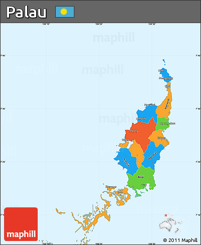 Political Simple Map of Palau