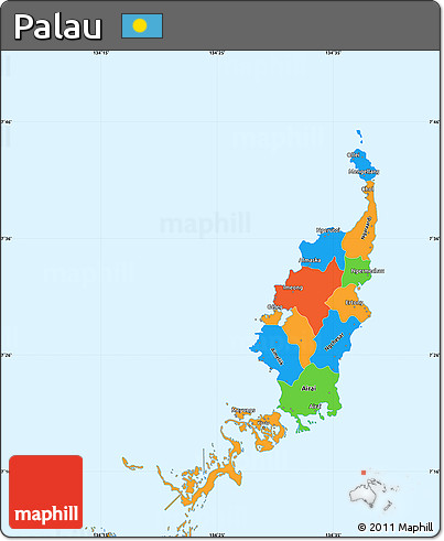 Political Simple Map of Palau