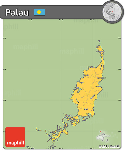 Savanna Style Simple Map of Palau, cropped outside