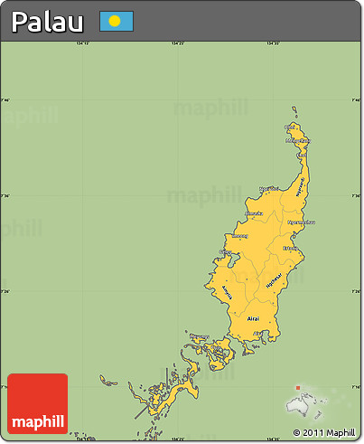 Savanna Style Simple Map of Palau, cropped outside