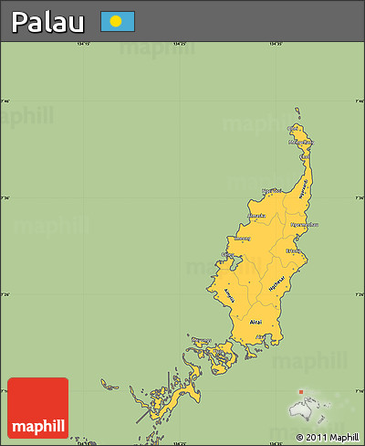 Savanna Style Simple Map of Palau, cropped outside