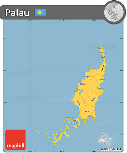 Savanna Style Simple Map of Palau, single color outside