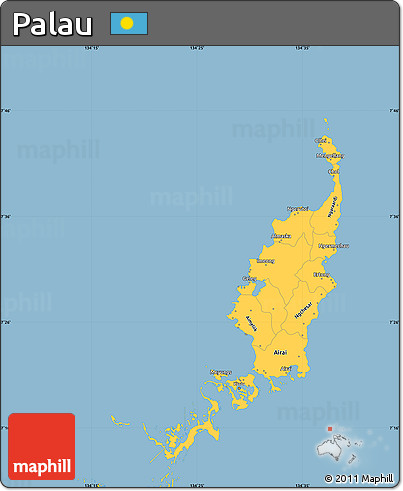 Savanna Style Simple Map of Palau, single color outside