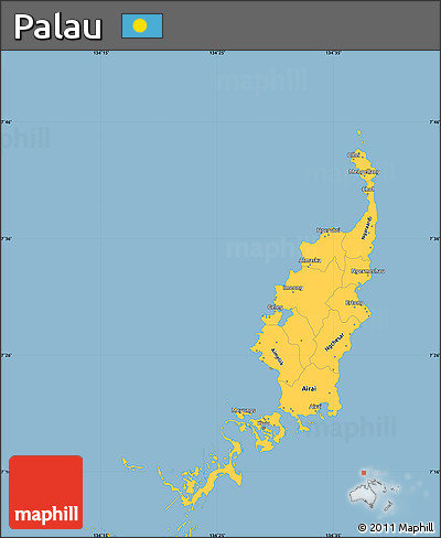 Savanna Style Simple Map of Palau, single color outside