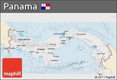 Classic Style 3D Map of Panama, single color outside