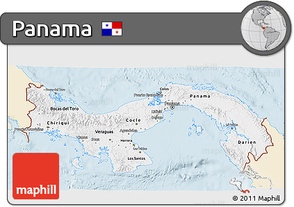 Classic Style 3D Map of Panama, single color outside