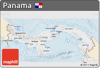 Classic Style 3D Map of Panama, single color outside