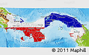 Flag 3D Map of Panama, physical outside, bathymetry sea, flag rotated
