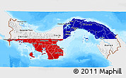 Flag 3D Map of Panama, single color outside, bathymetry sea, flag aligned to the middle