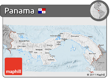 Gray 3D Map of Panama