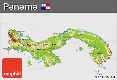 Physical 3D Map of Panama, cropped outside