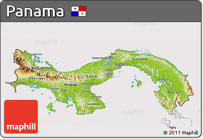 Physical 3D Map of Panama, cropped outside