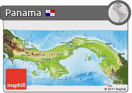 Physical 3D Map of Panama, darken, land only