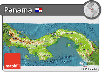 Physical 3D Map of Panama, satellite outside