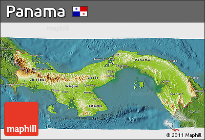 Physical 3D Map of Panama, satellite outside