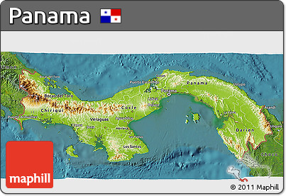 Physical 3D Map of Panama, satellite outside
