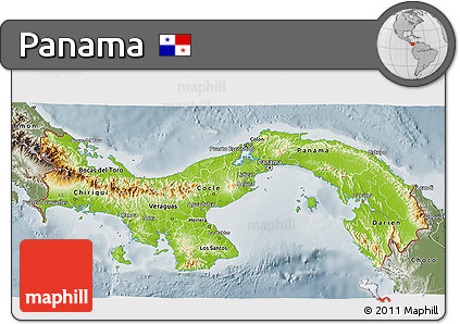 Physical 3D Map of Panama, semi-desaturated