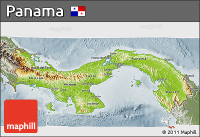 Physical 3D Map of Panama, semi-desaturated