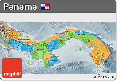 Political 3D Map of Panama, semi-desaturated