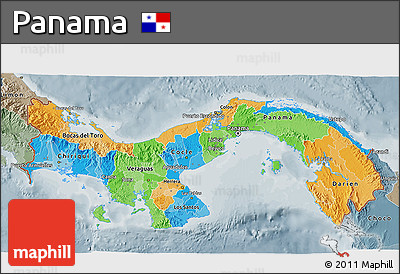 Political 3D Map of Panama, semi-desaturated