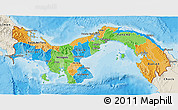 Political 3D Map of Panama, shaded relief outside, bathymetry sea