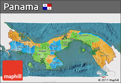 Political 3D Map of Panama, single color outside, satellite sea