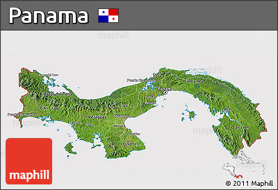 Satellite 3D Map of Panama, cropped outside