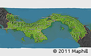 Satellite 3D Map of Panama, darken, desaturated, land only