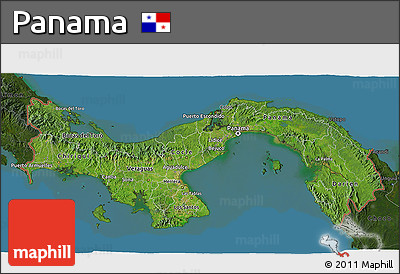 Satellite 3D Map of Panama, darken, land only