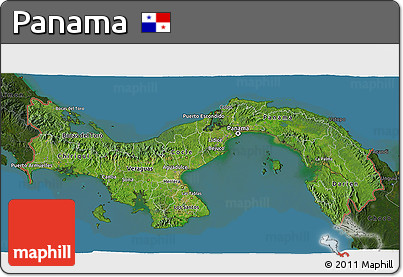 Satellite 3D Map of Panama, darken, land only