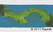 Satellite 3D Map of Panama, darken, semi-desaturated, land only