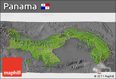 Satellite 3D Map of Panama, desaturated