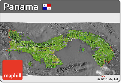Satellite 3D Map of Panama, desaturated