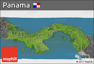 Satellite 3D Map of Panama, desaturated, land only