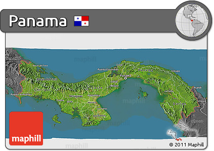 Satellite 3D Map of Panama, desaturated, land only