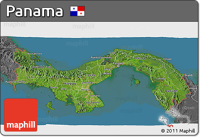 Satellite 3D Map of Panama, desaturated, land only