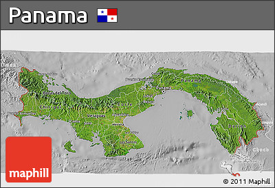 Satellite 3D Map of Panama, lighten, desaturated