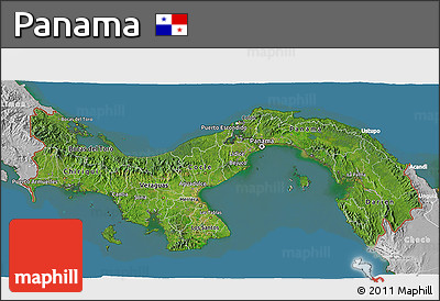 Satellite 3D Map of Panama, lighten, desaturated, land only