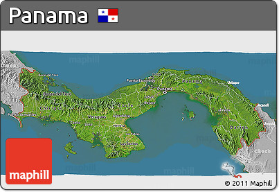 Satellite 3D Map of Panama, lighten, desaturated, land only