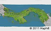 Satellite 3D Map of Panama, lighten, desaturated, land only