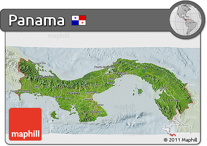 Satellite 3D Map of Panama, lighten