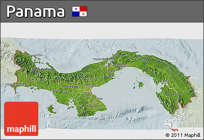 Satellite 3D Map of Panama, lighten