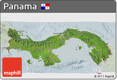 Satellite 3D Map of Panama, lighten