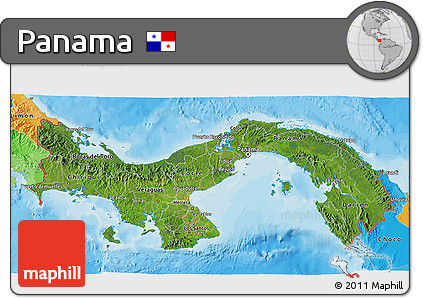 Satellite 3D Map of Panama, political outside