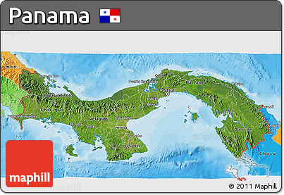 Satellite 3D Map of Panama, political outside