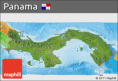 Satellite 3D Map of Panama, political outside